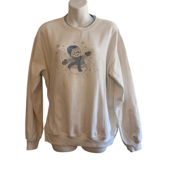 Vintage Rhinestone Snowman Sweatshirt | Decorated Originals | Size L - Picture 3 of 12